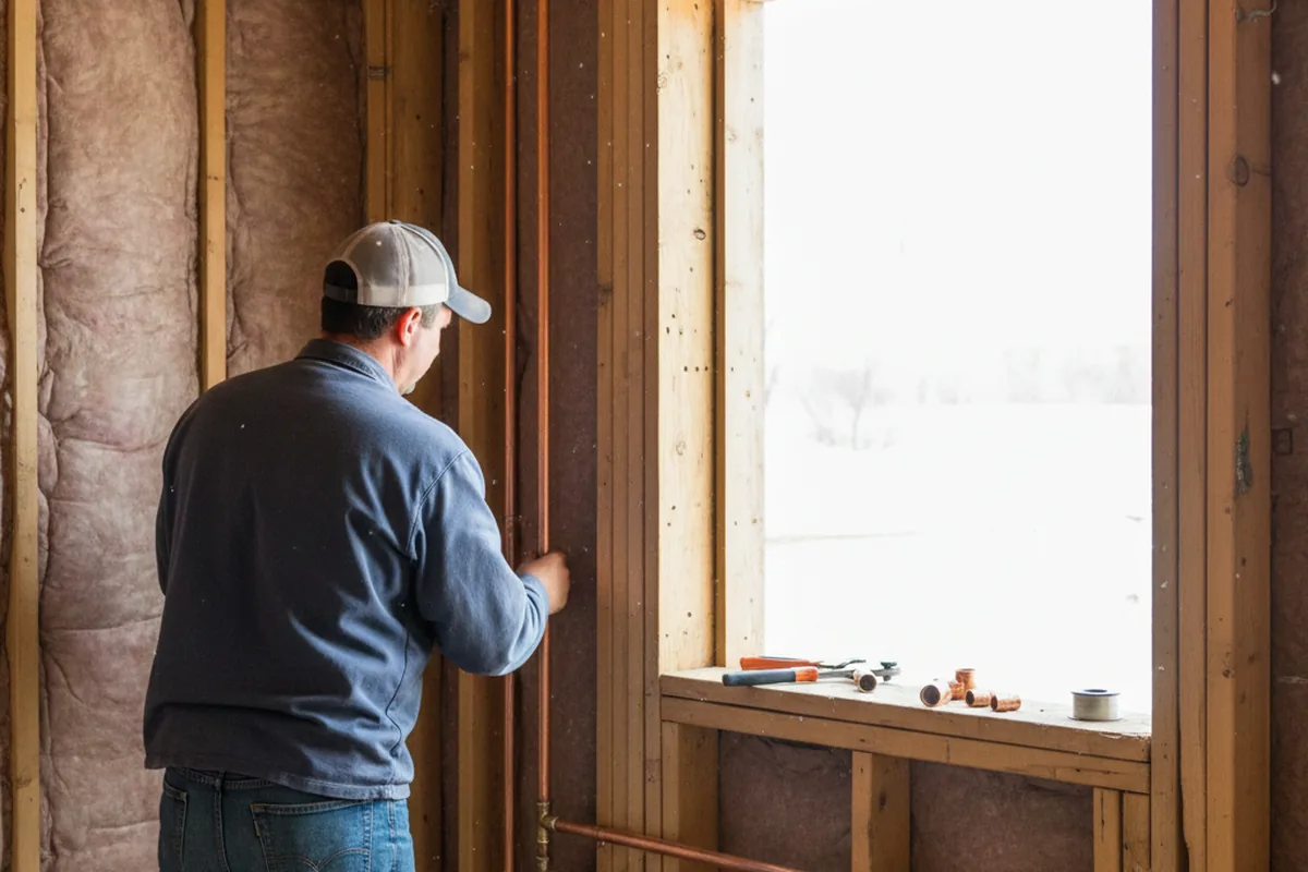Licensed plumber running new copper supply lines in a California home